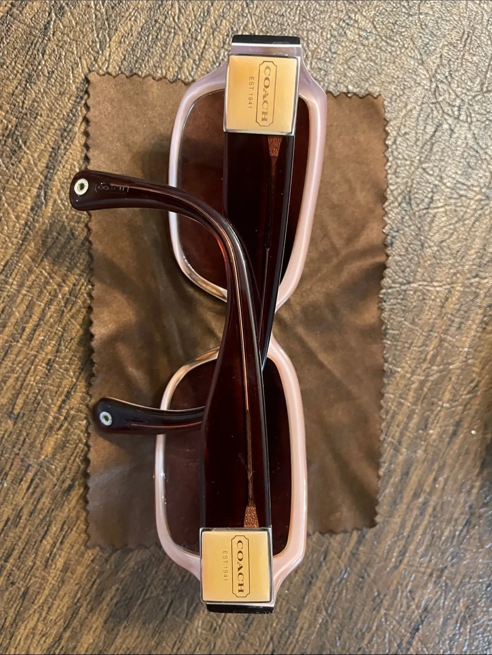 Coach Delphine S443 glasses with Khaki and Brown Signature Sunglasses Case